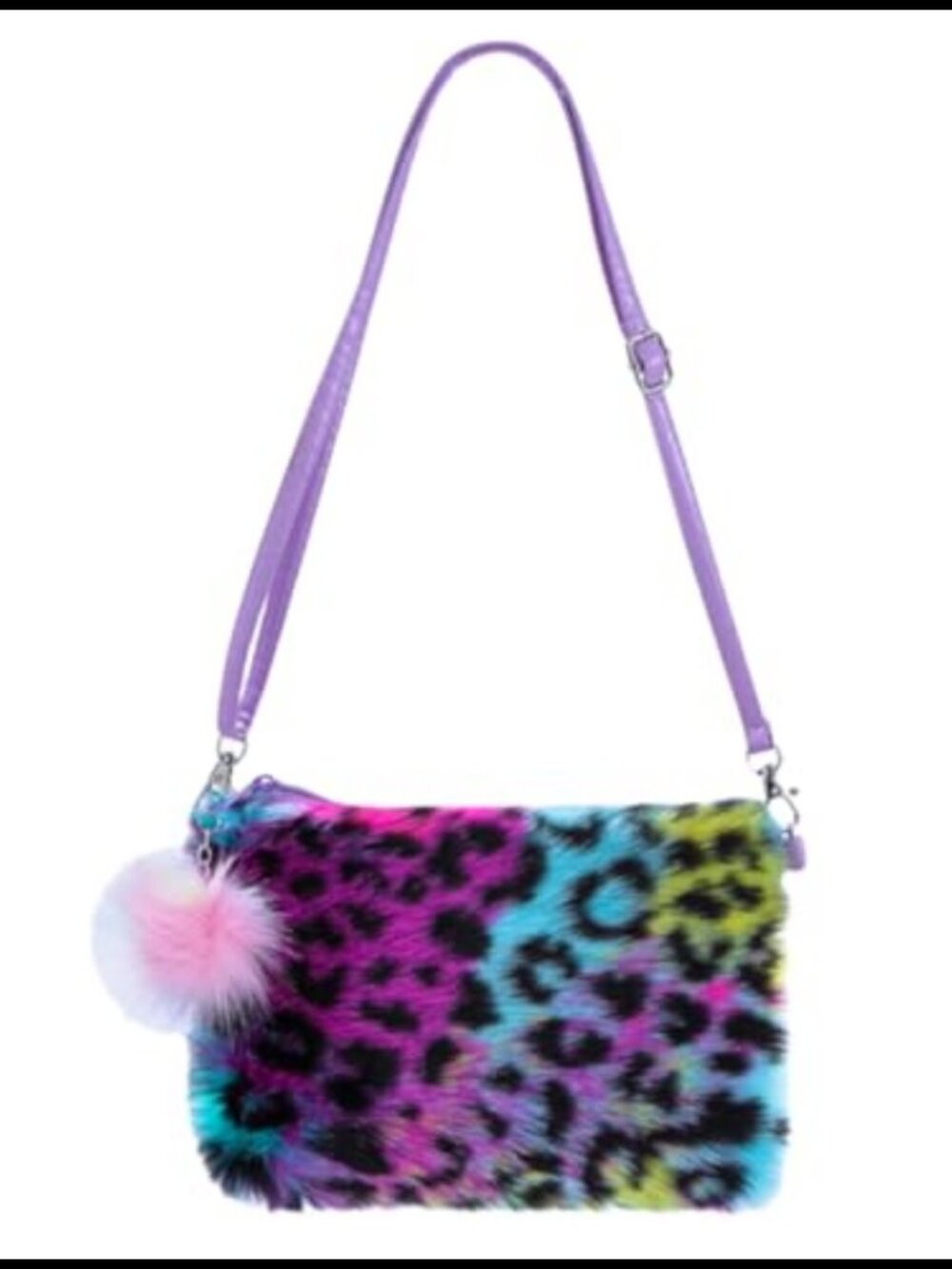 Fuzzy Plush Leopard Crossbody Purse for Girls Kids Faux Fur Shoulder Bag Wallet